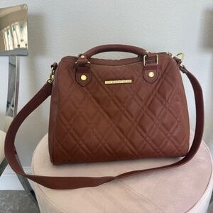 Steve Madden Quilted Satchel Bag – Brown with Gold Hardware